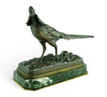 Henri Emile Adrien Trodoux - sculptuur, Pheasant - 30 cm -