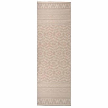 vidaXL Buitenkleed met patroon platgeweven 80x250 cm bruin, Verzenden, Nieuw, Bruin