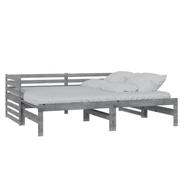 vidaXL Bedbank uitschuifbaar massief grenenhout grijs, 90 cm, Eenpersoons, Verzenden, Nieuw
