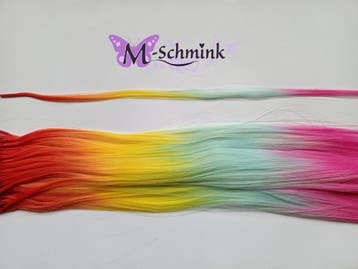 10 hair feathers regenboog + 10 ringetjes - haar veer veren, Ophalen of Verzenden, Nieuw, Pruik of Haarverlenging