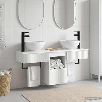 vidaXL Badkamermeubelset 3 st Hoogglans Wit Bewerkt hout, Verzenden, Nieuw