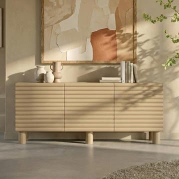 *WOONWINKEL* Dressoir Met Grote Ribbels Zandkleur 180 Cm, Huis en Inrichting, Kasten | Dressoirs, Verzenden, Nieuw