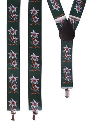 Bretel Tiroler groen/zwart met edelweiss bloem, Ophalen of Verzenden, Nieuw