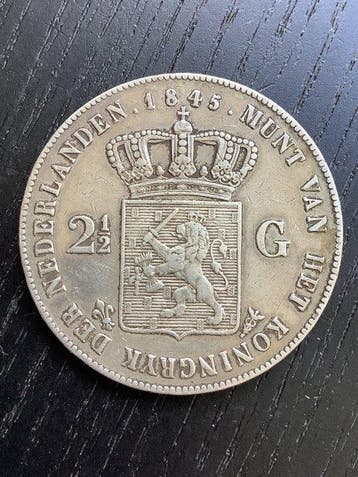 Nederland. Willem II. 2 1/2 Gulden 1845 (Zonder