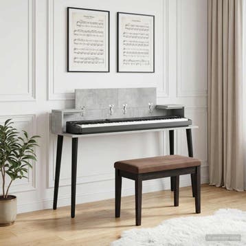 vidaXL studiobureau Betongrijs 152 x 36 x 19,5 cm Bewerkt, Muziek en Instrumenten, Verzenden, Nieuw