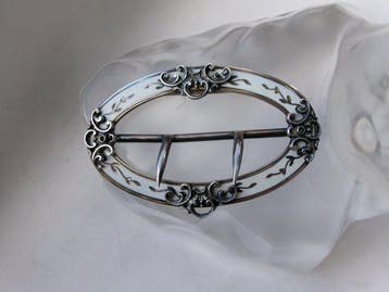 Zilver, emaille - Broche - Art Nouveau-riemgesp