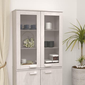 vidaXL Opzetkast HAMAR 85x35x100 cm massief grenenhout wit, Huis en Inrichting, Kasten | Buffetkasten, Verzenden, 100 tot 150 cm
