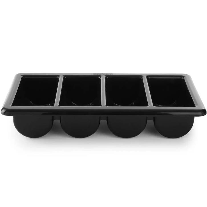 Bestekbak | Kunststof | Zwart | 4-vaks | 1/1 GN |, Zakelijke goederen, Horeca | Keukenapparatuur, Nieuw in verpakking, Verzenden