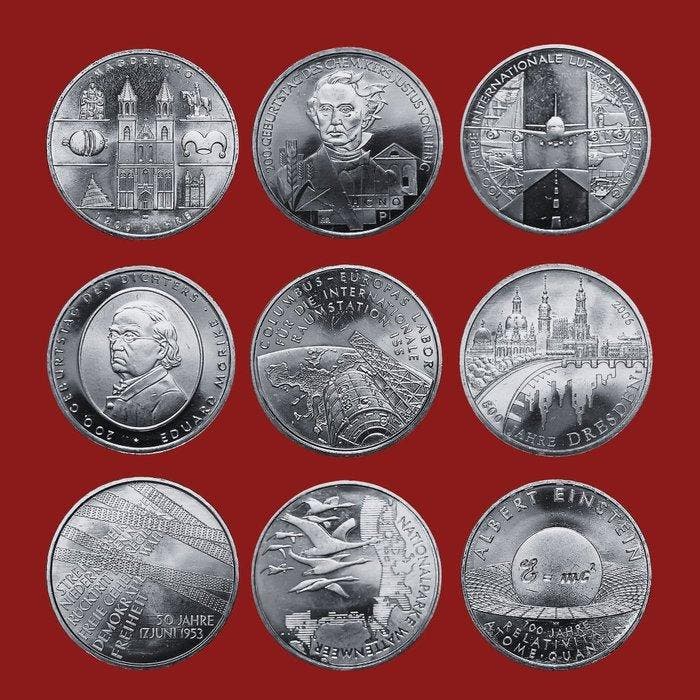 Duitsland. 10 Euro 2003/2009 (9 coins), Postzegels en Munten, Munten | Europa | Niet-Euromunten