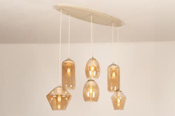 Rietveld Hanglampen - Beige, Zand - Glas, Metaal, Verzenden, Nieuw