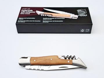 Laguiole - Corkscrew with Pocket Knife - Olive Wood - style