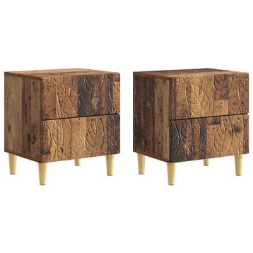 vidaXL Nachtkastje 2 pcs Oud hout 43 x 34,5 x 48 cm Bewerkt, Minder dan 45 cm, Verzenden, Nieuw, Minder dan 55 cm