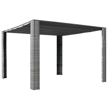 vidaXL Prieel met dak 300x300x220 cm poly rattan grijs en, Verzenden, Nieuw