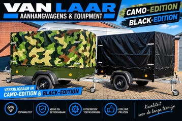 NIEUW Camo of BlackEdition aanhangwagen aanhanger + huif, Auto diversen, Ophalen of Verzenden, Nieuw
