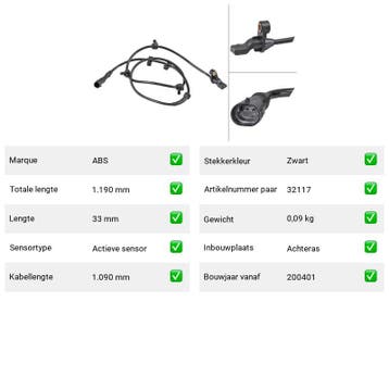ABS-sensor Chrysler Pt Cruiser 2.4 (PT) Van 2004-09 tot 2010, Verzenden, Nieuw, Chrysler