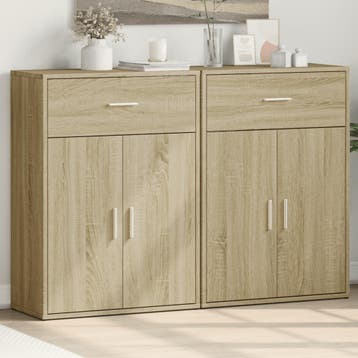 vidaXL Dressoirs 2 st 60x30x84 cm bewerkt hout sonoma, Verzenden, Nieuw, Overige houtsoorten, Minder dan 50 cm
