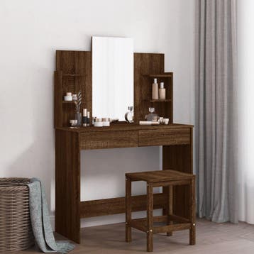 vidaXL Kaptafel met spiegel 96x39x142 cm bruin eikenkleur, Huis en Inrichting, Tafels | Kaptafels, Verzenden, Nieuw