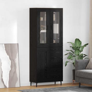 vidaXL buffetkast 2 st Zwart Eiken 69,5 x 34 x 180 cm, Minder dan 50 cm, Verzenden, Nieuw, Minder dan 100 cm