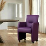 Leren eetkamerstoel Pleasure - Toledo Aubergine (paars) -, Ophalen of Verzenden, Nieuw, Leer, Eigentijds, Modern