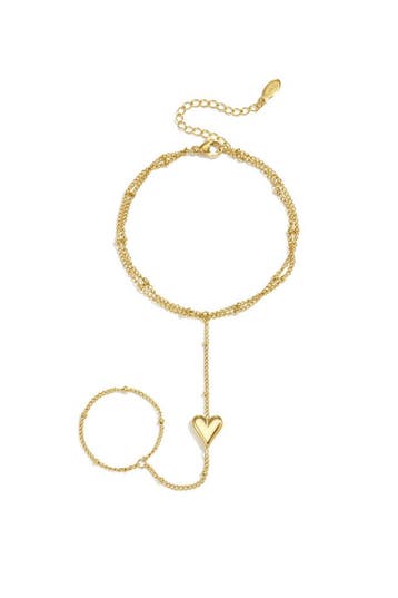 Goudlief Elegant 14k gold plated heart hand chain, Verzenden, Nieuw, Zilver, Overige materialen