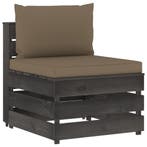 vidaXL Middenbank sectioneel met kussens grijs geïmpregneerd, Tuin en Terras, Tuinsets en Loungesets, Verzenden, Nieuw, Hout