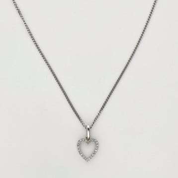 Ketting met hanger - 14 karaat Witgoud Diamant (Natuurlijk)