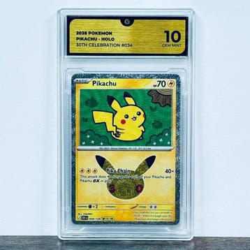 Pokémon Graded card - Pikachu 034 - 30th Anniversary –, Nieuw
