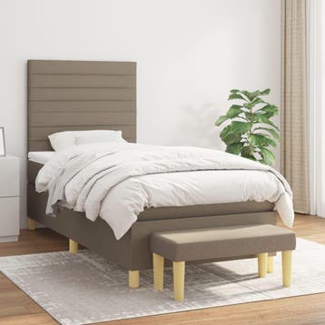 vidaXL Boxspring met matras stof taupe 100x200 cm, 100 cm, Eenpersoons, Verzenden, Nieuw