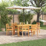 vidaXL Tuin eettafelset 7 pcs Bruin Massief Acaciahout, Tuin en Terras, Verzenden, Nieuw, 7 zitplaatsen