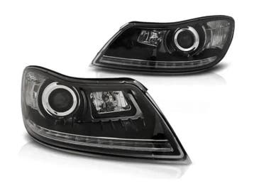 Skoda Octavia 2009 tot 2012 LEDtube koplamp unit Black, Verzenden, Nieuw, Universele onderdelen