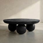 *WOONWINKEL* Ronde Salontafel Met Bolpoten Zwart, Verzenden, Nieuw