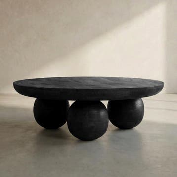 *WOONWINKEL* Ronde Salontafel Met Bolpoten Zwart, Huis en Inrichting, Tafels | Salontafels, Verzenden, Nieuw