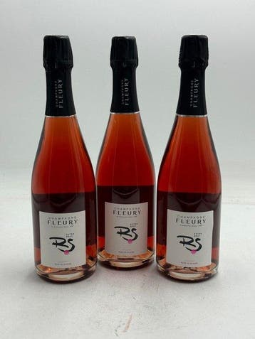 Fleury, Rosé de Saignée - Champagne Extra Brut - 3 Flessen, Nieuw