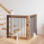 vidaXL Hondenhekje met standaards 2 pcs Oud hout 100 x 100, Verzenden, Nieuw