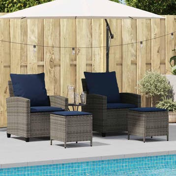 vidaXL 4-delige tuinbankset met kussens, grijs polyrotan, Verzenden, Nieuw