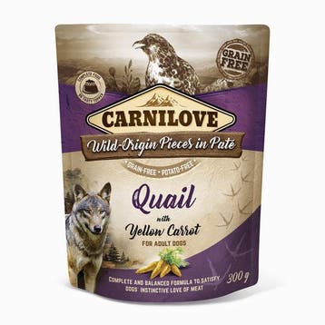 Carnilove Dog Pouch Kwartel/Gele Wortel 300 Gram, Verzenden