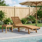 vidaXL Ligstoel Bruin Massief Teakhout, Tuin en Terras, Ligbedden, Verzenden, Nieuw