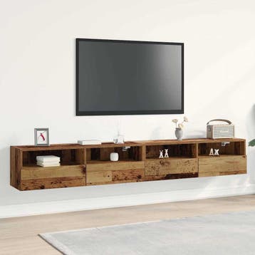 vidaXL TV Wandkast 2 st Oud Hout Bewerkt hout, Minder dan 50 cm, Verzenden, Nieuw, Minder dan 100 cm