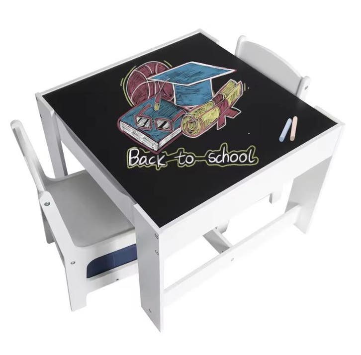 Kinder Tafel met 2 Stoelen Hout en Opbergruimte, Kinderen en Baby's, Speelgoed | Speeltafels, Nieuw, Verzenden