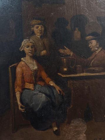 Escuela Barroca Europea (XVII) - La taberna, Antiek en Kunst