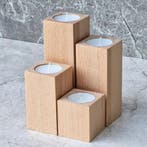 HOCHO Beukenhouten Waxinelichthouder – 50x50x60 mm- Natuu., Ophalen of Verzenden, Nieuw