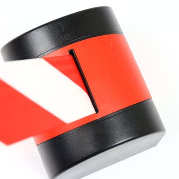 Spoel met afzetlint voor wandmontage  -  Wit & Rood  -  10 m, Verzenden