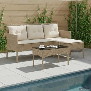 vidaXL Tuinbankenset 2 st poly rattan, Verzenden, Nieuw, Rotan, 2 zitplaatsen
