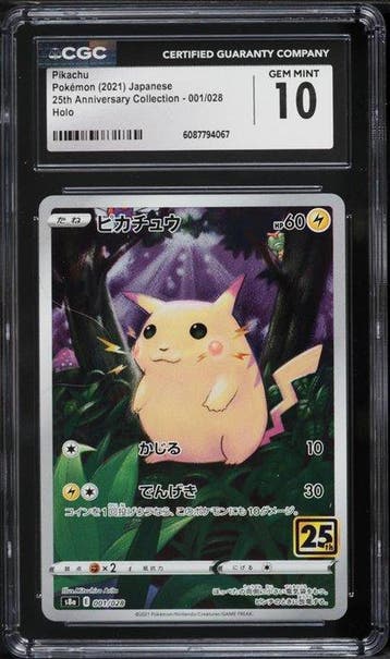 Pokémon - 1 Graded card - Pikachu 001/028 Promo card, Foil,, Nieuw