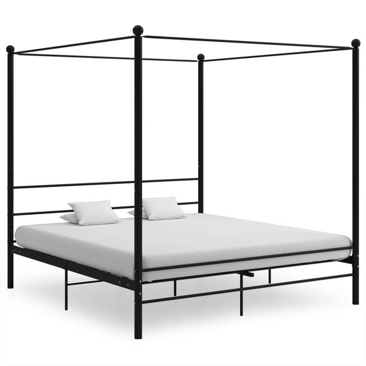 vidaXL Hemelbedframe metaal zwart 180x200 cm, Huis en Inrichting, Slaapkamer | Bedden, 80 cm, 200 cm, Zwart, Eenpersoons, Nieuw