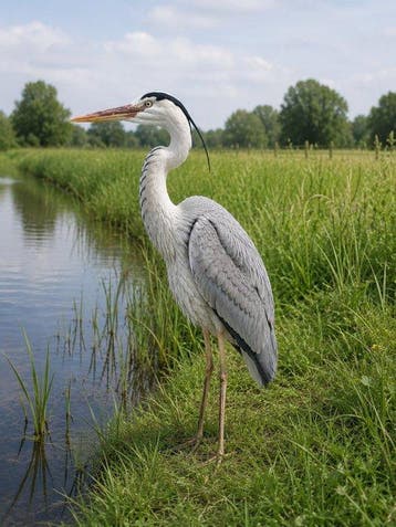 Figuur - grijze reiger - polyresin