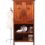 Strakke smalle bijna 2 meter hoge boekenkast met messing en, Antiek en Kunst, Ophalen of Verzenden