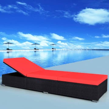 vidaXL Ligbed met kussen poly rattan zwart, Verzenden, Nieuw