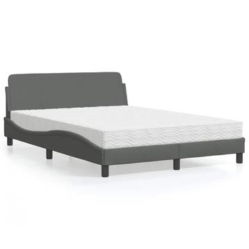 vidaXL Bed met matras Dover stof donkergrijs 140x200 cm, Huis en Inrichting, Verzenden, 140 cm, 200 cm, Nieuw