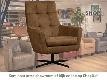 Leren draaifauteuil Central - Kenia Brown (bruin), Nieuw, Ophalen of Verzenden, 75 tot 100 cm, Industrieel, Modern